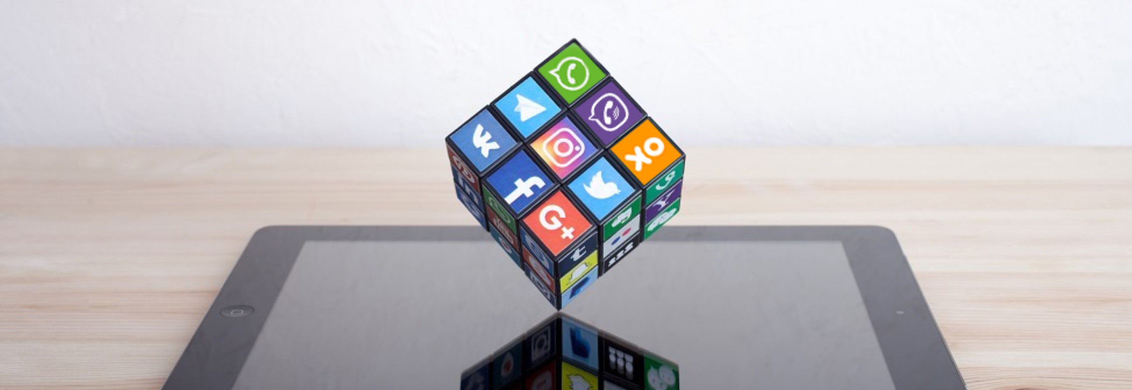 Rubik's cube with social media icons